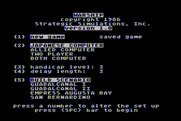 Warship for Atari 8-bit - Title screen and menu.
