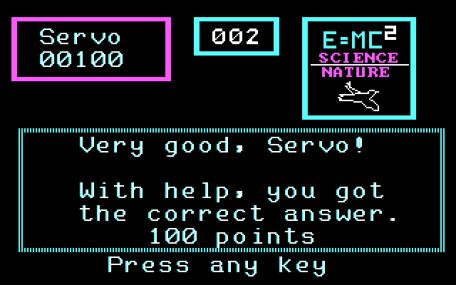 3-K Trivia IBM PC/Compatibles Screenshot: A correct response!