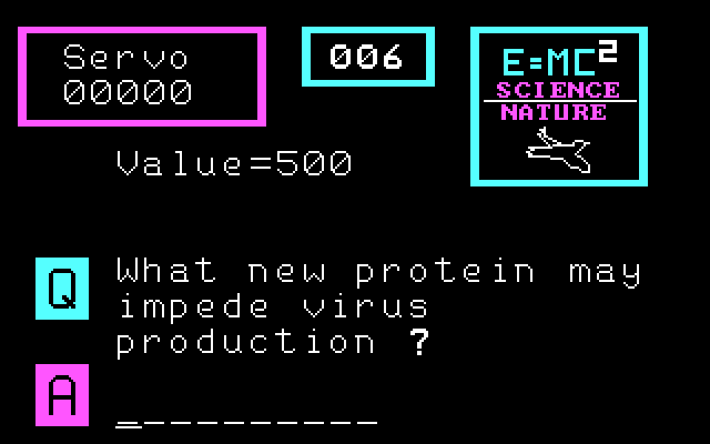 3-K Trivia IBM PC/Compatibles Screenshot: Here's the question...