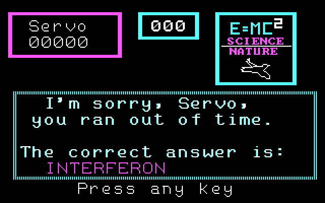 3-K Trivia IBM PC/Compatibles Screenshot: Oops, I didn't know that one...
