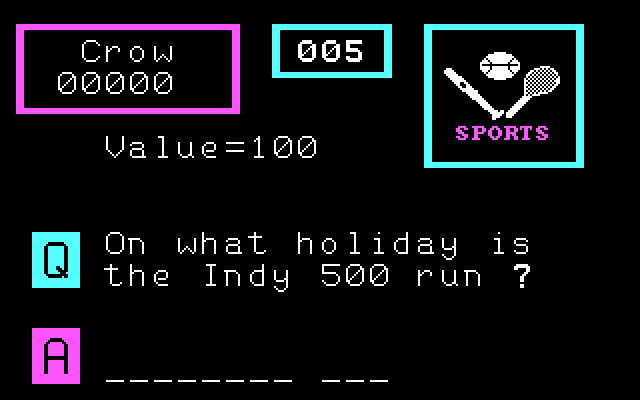 3-K Trivia IBM PC/Compatibles Screenshot: Here's a sports question...