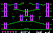 Jumpman for IBM PC/Compatibles - Start of level 1; easy does it!