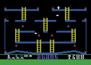 Jumpman for Atari 8-bit - Jumping blocks; the flashing blocks cause Jumpman to jump in a random direction.