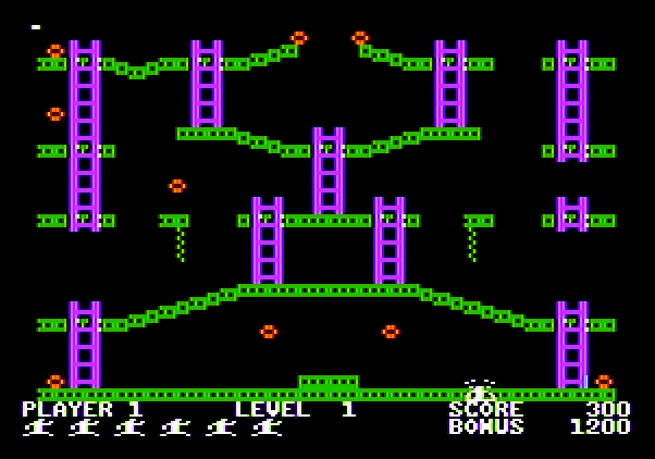 Jumpman Apple II Screenshot: Oops, I fell already...