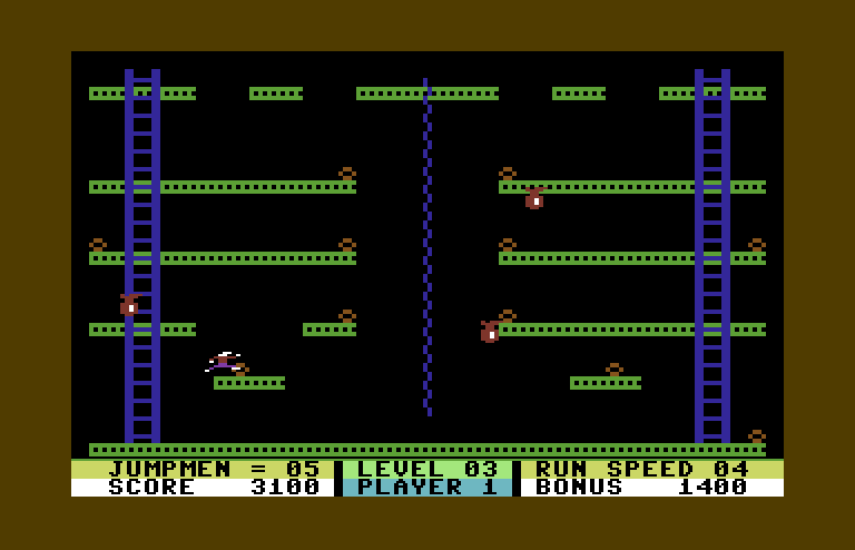 Jumpman Commodore 64 Screenshot: Bombs away!