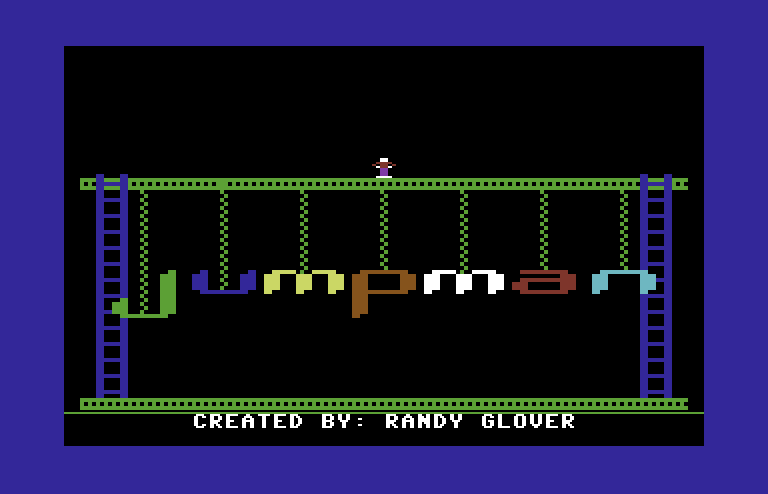 Jumpman Commodore 64 Screenshot: Title screen.