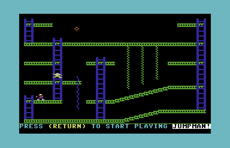 Jumpman Commodore 64 Screenshot: Game demo.