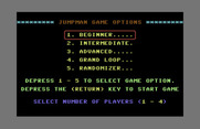 Jumpman for Commodore 64 - Selecting some game options...