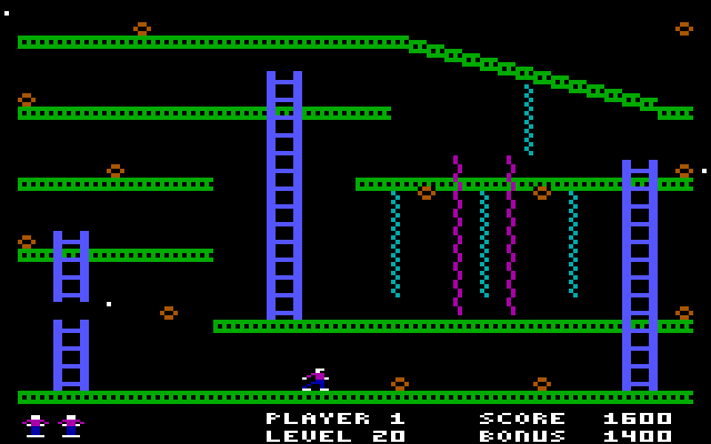Jumpman IBM PC/Compatibles Screenshot: This level is tougher than it looks...