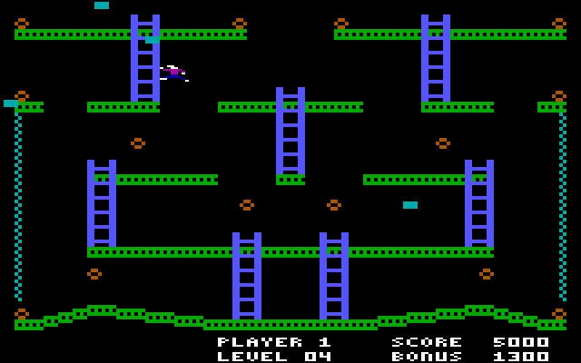 Jumpman IBM PC/Compatibles Screenshot: Jumping over a gap...