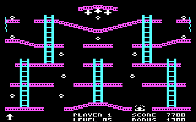 Jumpman IBM PC/Compatibles Screenshot: Crash! I failed at a jump and fell...