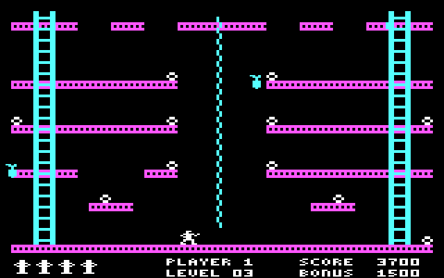 Jumpman IBM PC/Compatibles Screenshot: Bombs away!