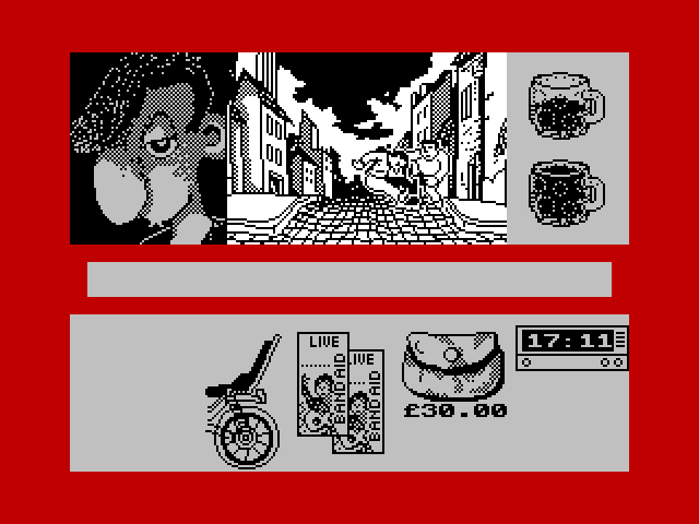 Sidewalk ZX Spectrum Screenshot: I'm getting beaten up!