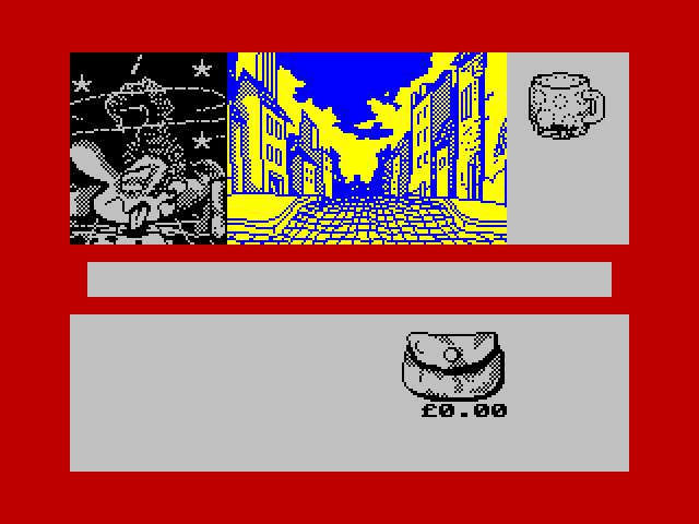 Sidewalk ZX Spectrum Screenshot: Game over; the main window flashes different colors.