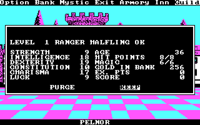 Phantasie IBM PC/Compatibles Screenshot: Creating a new character.