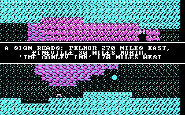 Phantasie IBM PC/Compatibles Screenshot: A sign tells me where I can go...