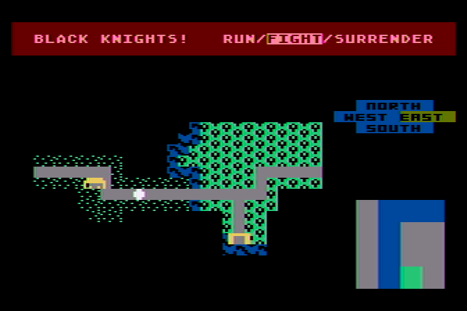 Phantasie Atari 8-bit Screenshot: Black Knights! Should I fight them?