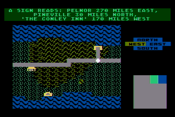 Phantasie Atari 8-bit Screenshot: Reading an informative sign...