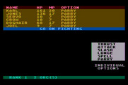 Phantasie for Atari 8-bit - Fighting options.