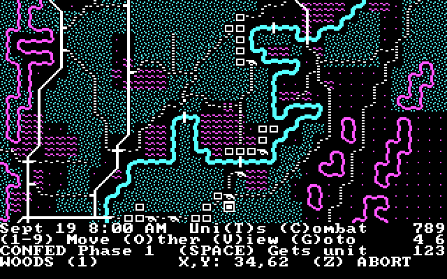 Rebel Charge at Chickamauga IBM PC/Compatibles Screenshot: A zoomed out view of the map.