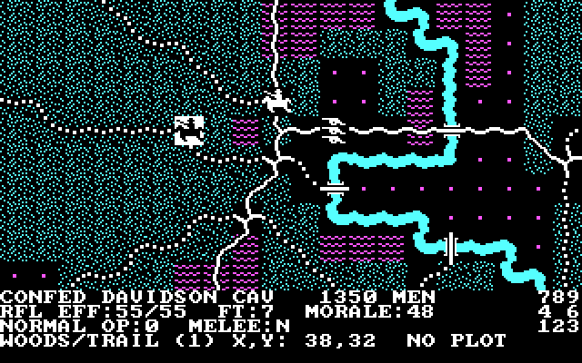Rebel Charge at Chickamauga IBM PC/Compatibles Screenshot: Moving a unit.