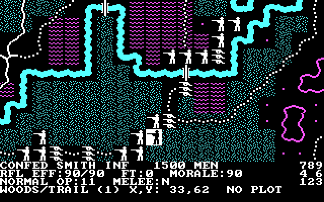 Rebel Charge at Chickamauga IBM PC/Compatibles Screenshot: My units waiting for orders...