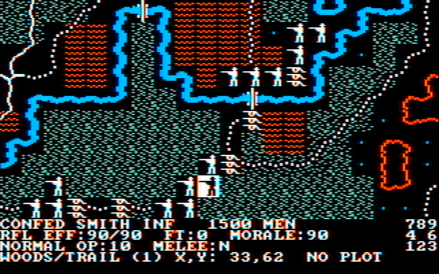 Rebel Charge at Chickamauga IBM PC/Compatibles Screenshot: Selecting one of my units to move.