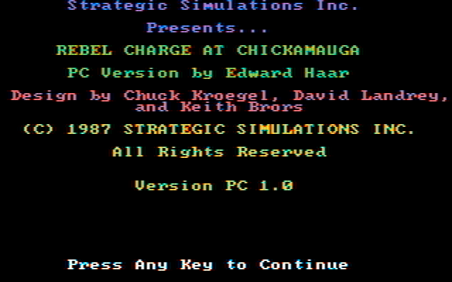 Rebel Charge at Chickamauga IBM PC/Compatibles Screenshot: Title screen.