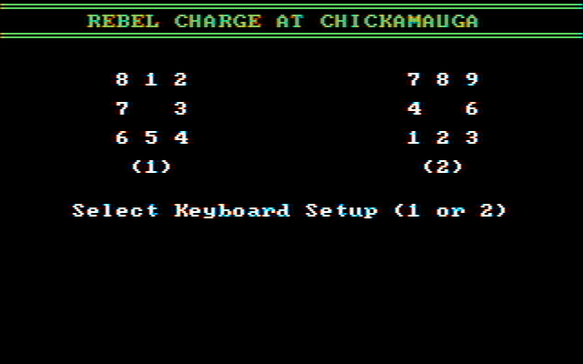 Rebel Charge at Chickamauga IBM PC/Compatibles Screenshot: Select the keyboard setup you would like to use.
