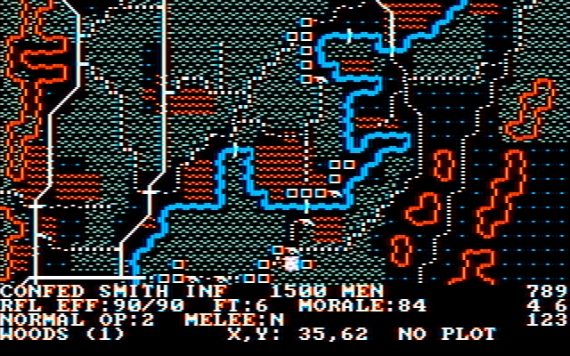 Rebel Charge at Chickamauga IBM PC/Compatibles Screenshot: A view of the entire map.