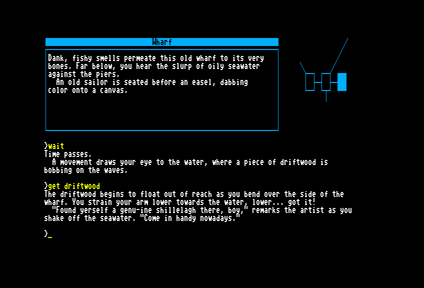Beyond Zork: The Coconut of Quendor Commodore 128 Screenshot: Beginning to explore...