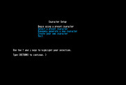 Beyond Zork: The Coconut of Quendor for Commodore 128 - Character setup menu.