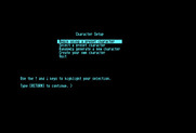 Beyond Zork: The Coconut of Quendor for Commodore 128 - Character setup menu.