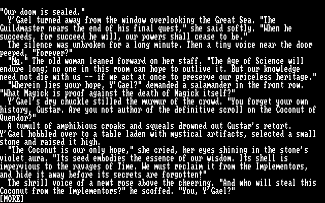 Beyond Zork: The Coconut of Quendor IBM PC/Compatibles Screenshot: The introduction.