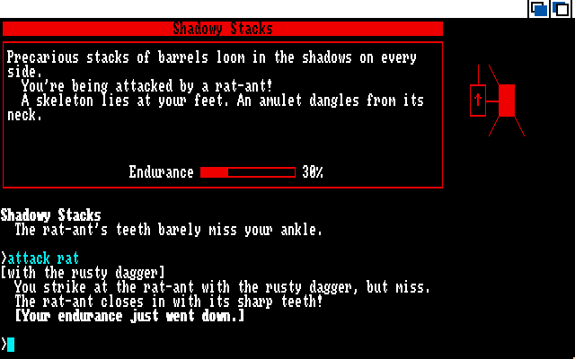 Beyond Zork: The Coconut of Quendor Amiga Screenshot: Oh no, a rat attacks!