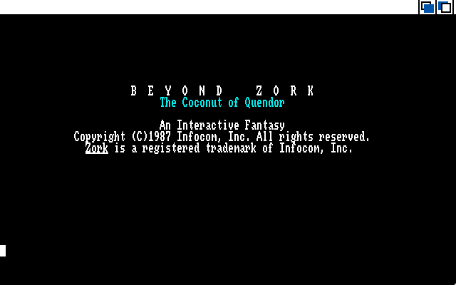 Beyond Zork: The Coconut of Quendor Amiga Screenshot: Title screen.