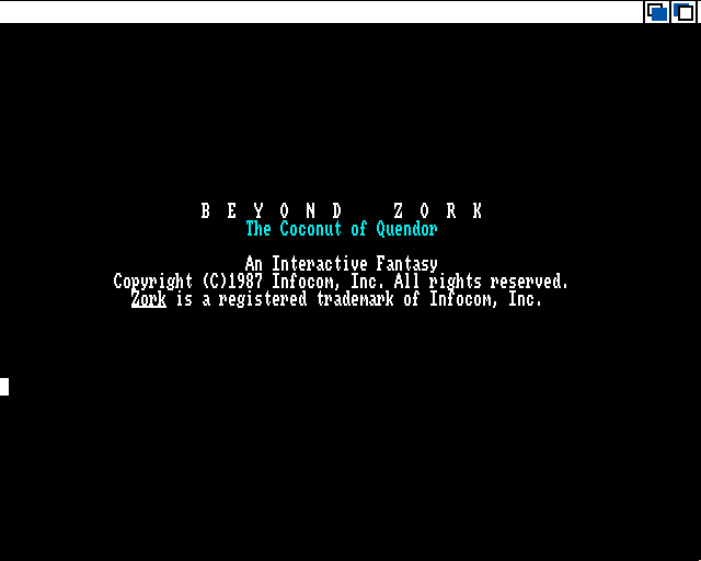 Beyond Zork: The Coconut of Quendor Amiga Screenshot: Title screen.