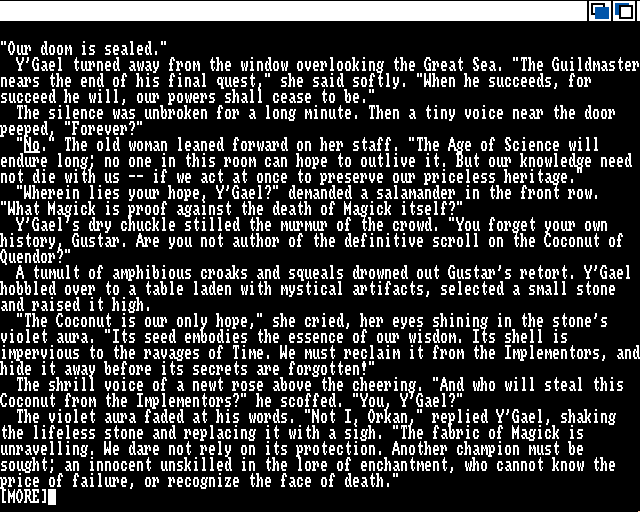 Beyond Zork: The Coconut of Quendor Amiga Screenshot: The introduction.