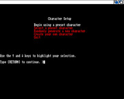 Beyond Zork: The Coconut of Quendor for Amiga - Character setup menu.