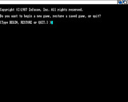 Beyond Zork: The Coconut of Quendor for Amiga - Start a new game, or restore a game?