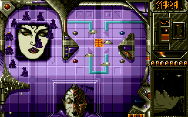 Starball IBM PC/Compatibles Screenshot: Demo; upper part of the pinball table...