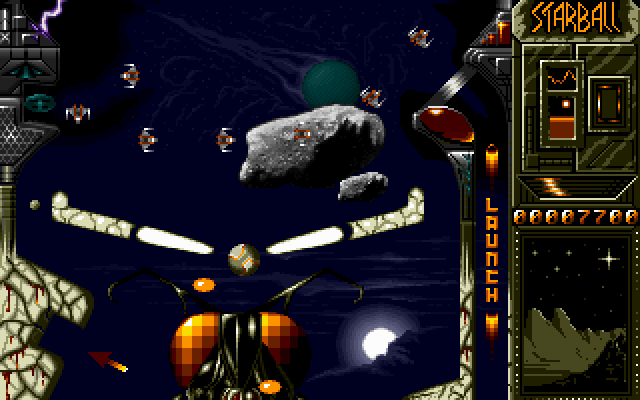 Starball IBM PC/Compatibles Screenshot: A middle set of flippers...