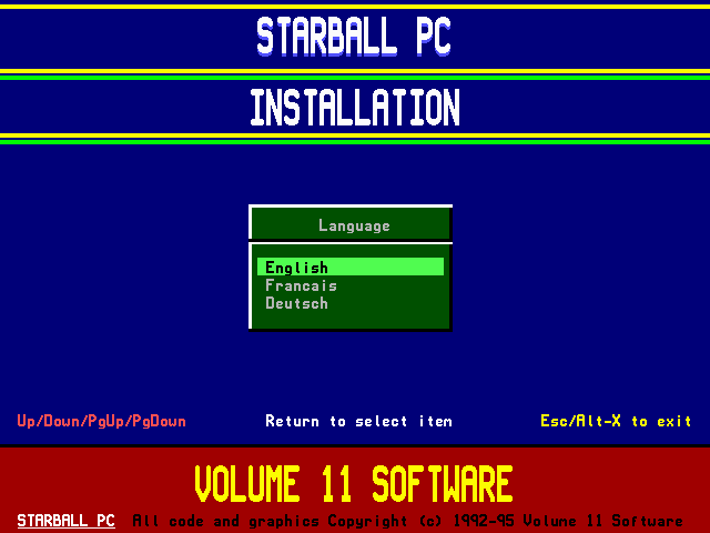 Starball IBM PC/Compatibles Screenshot: Installation start.