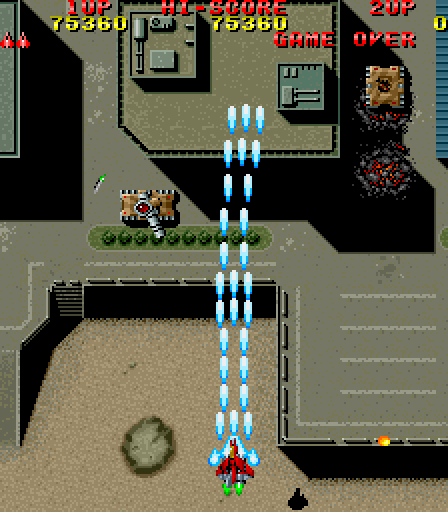 Raiden Arcade Screenshot: Blasting my way into the second stage...