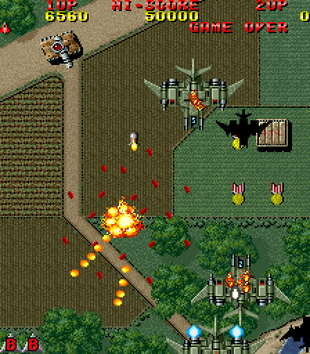 Raiden Arcade Screenshot: I've been hit!