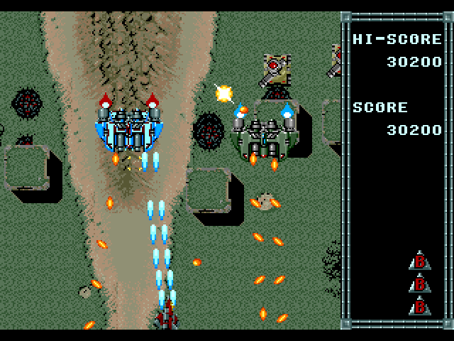 Raiden Sega Genesis / Mega Drive Screenshot: More large aircraft attack...