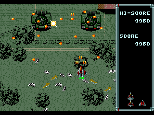 Raiden Sega Genesis / Mega Drive Screenshot: Lots of bullets to dodge here...