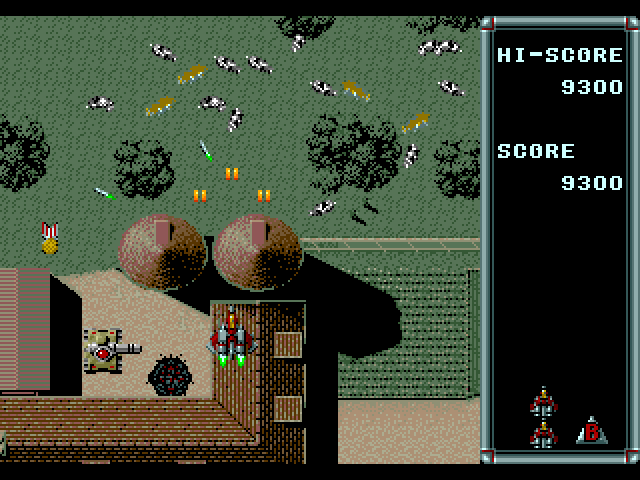 Raiden Sega Genesis / Mega Drive Screenshot: Watch out for that tank sneaking up...