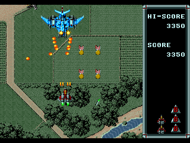 Raiden Sega Genesis / Mega Drive Screenshot: Attacking a larger opponent...