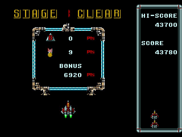 Raiden Sega Genesis / Mega Drive Screenshot: Stage 1 clear.